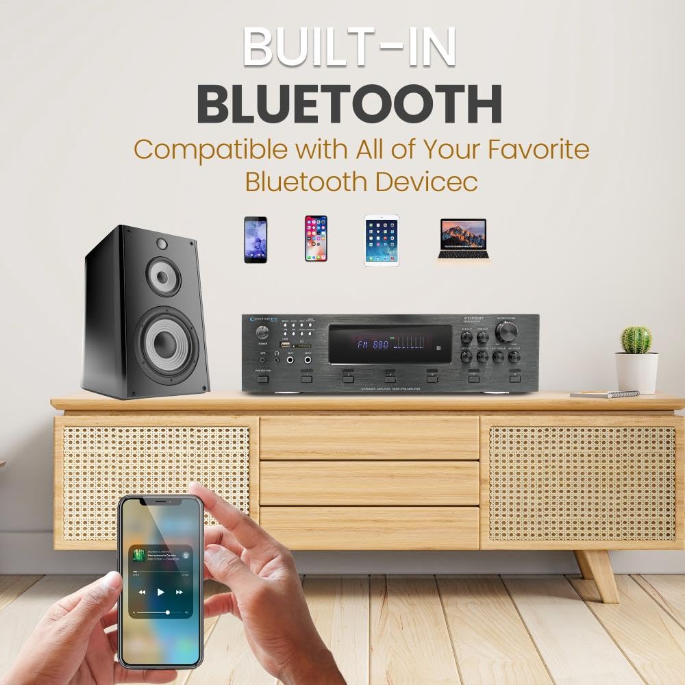 Technical Pro 6000 Watts 6 Zone Digital Bluetooth Hybrid Amplifier